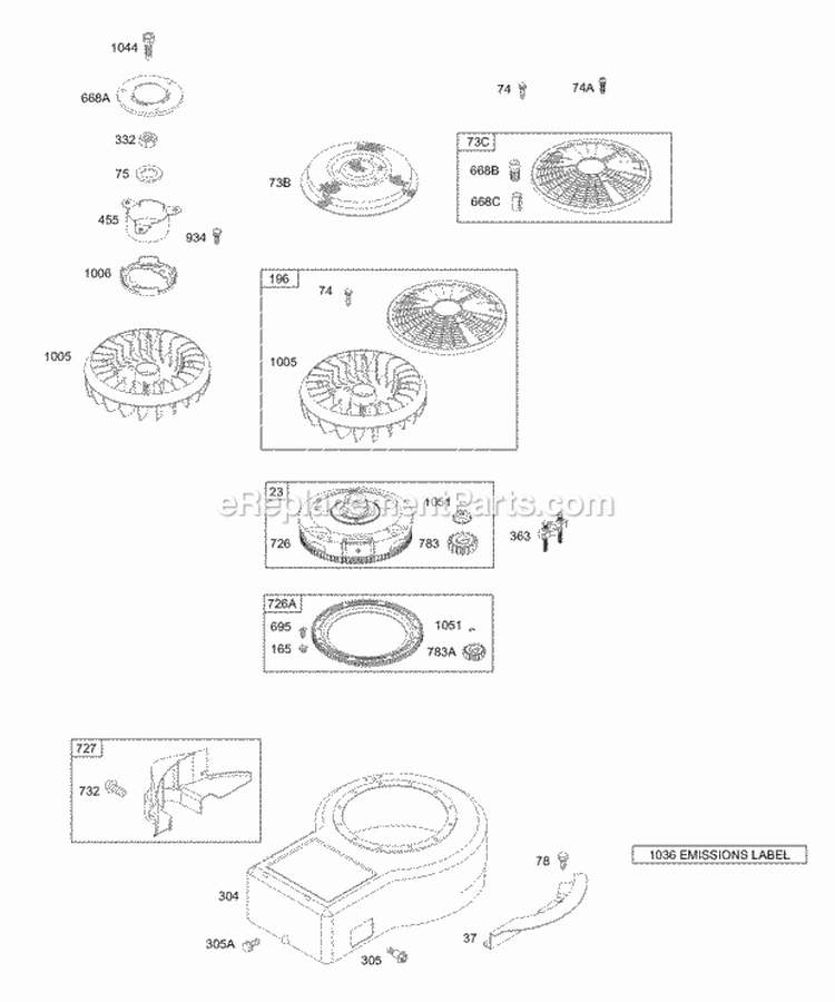 Blower Housing Flywheel Rotating Screens Diagram and Parts List for 28R707-0140-01  Briggs and Stratton Engine